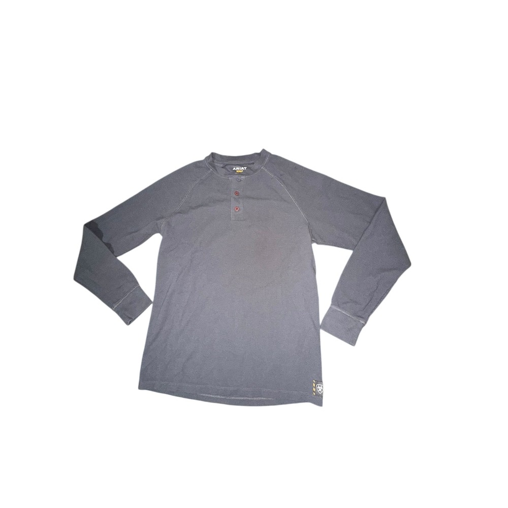 ARIAT Rebar Shirt Mens Small Henley Long Sleeve Gray‎ Thermal